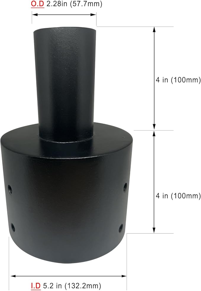 Light Pole Adapter Tenon - Heavy Duty Slip Fitter for 5 inch Round Pole &amp 2 3/8 inch Metal Outdoor Mounting Bracket for Shoebox Light Fixtures Post Top Lightin