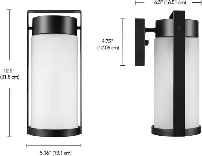 GLOBE Electric 60000165 1-Light Outdoor Wall Sconce Matte Black Frosted Glass