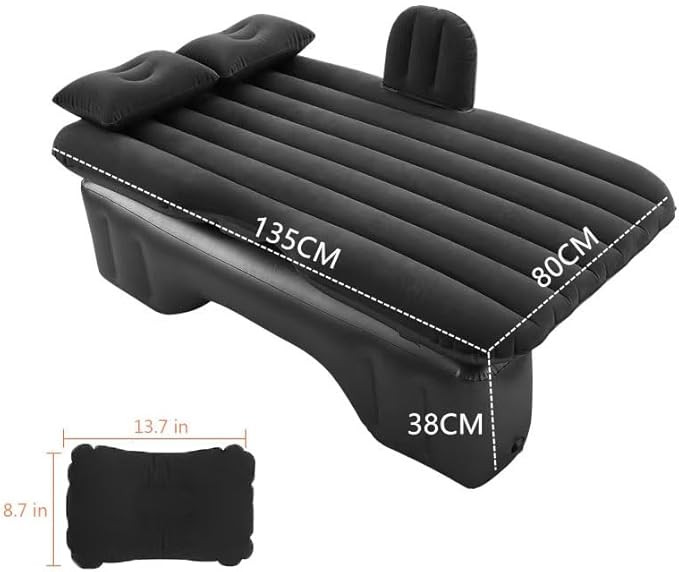 Car Air Mattress for Toyota Tundra 2012-2021 Portable Car Bed with T-Shape Support Base and Pillows for Travel &amp Camping Black