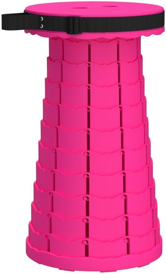 ALEVMOOM Upgraded Collapsible Stool with Cushion &amp Bag 18 H Portable Retractable Telescoping Folding Stool for Adults Lightweight But Sturdy Capacity 600 lbs for Camping Fishing Hiking Travel