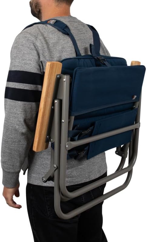Picnic TIME Descanso Padded Beach Chair Low Camping Chair with Removable Washable Cover Backpack Beach Chair