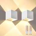 2 Pack Outdoor Wall Lights Exterior/Interior Wall Sconces Up and Down Lights IP65 Waterproof G9 Base Socket Modern Outdoor Lighting Square Aluminum White 3000K Warm Lights Adjustable Light Angle