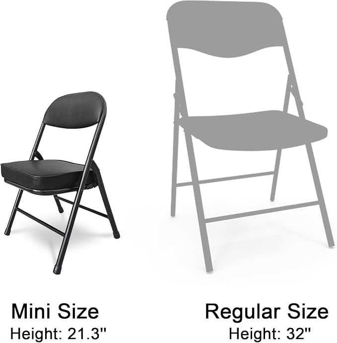Mini Padded Folding Chairs Garage Stool Portable Camping Chair with Cushion Lightweight Lawn Chair for Outdoor Sports Events Patio Fishing Hiking Hunting Picnic Beach (Black 2 Pack)