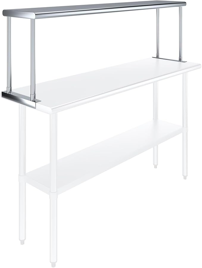 AmGood Stainless Steel Single Overshelf for 60 Long Prep Table. 12 Wide x 60 Long x 18 High