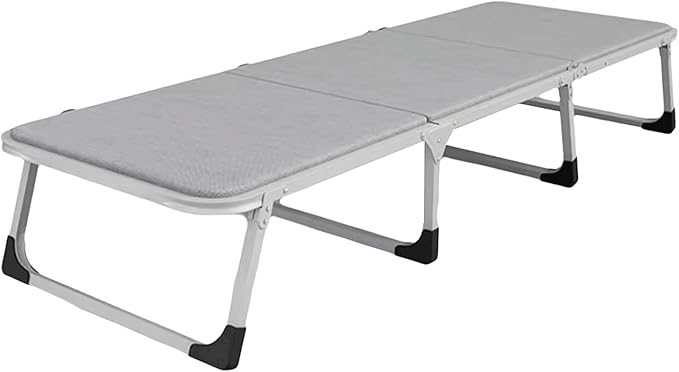 Portable Steel Pipe Foldable Camping Bed with Pulley Single Portable Folding Camping Cot Breathable Folding Guest Bed for Adults Comfortable