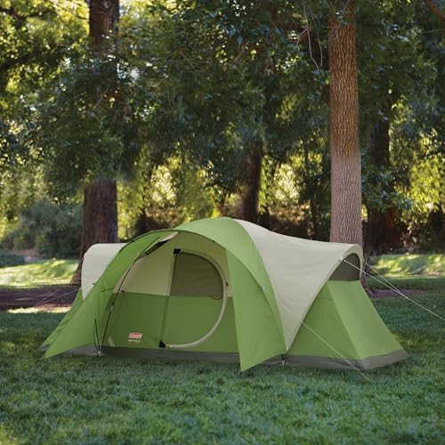 Coleman Montana 8-Person Camping Tent with Rainfly Weatherproof Family Tent Sets Up in 15 Mins Fits Multiple Airbeds