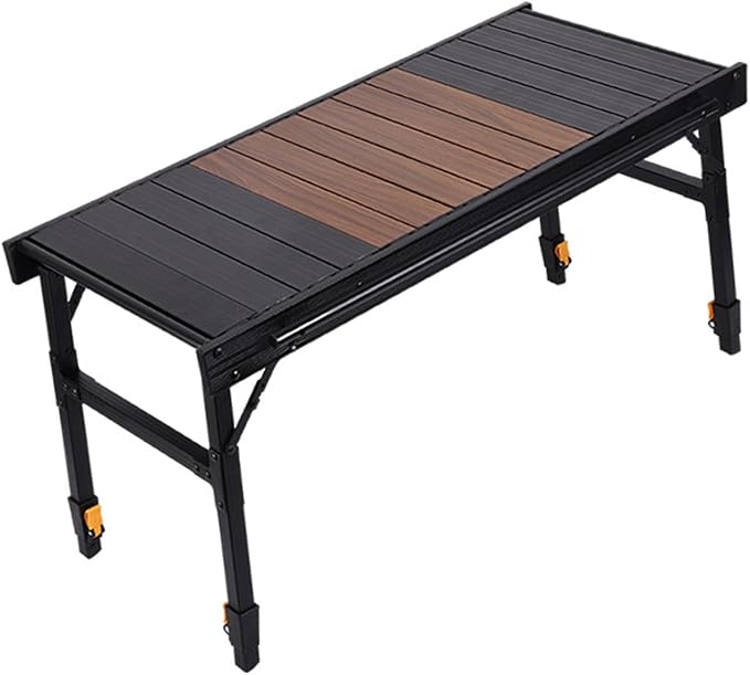 Outdoor Folding Table with Adjustable Legs Camp Table for Backyard Patio BBQ