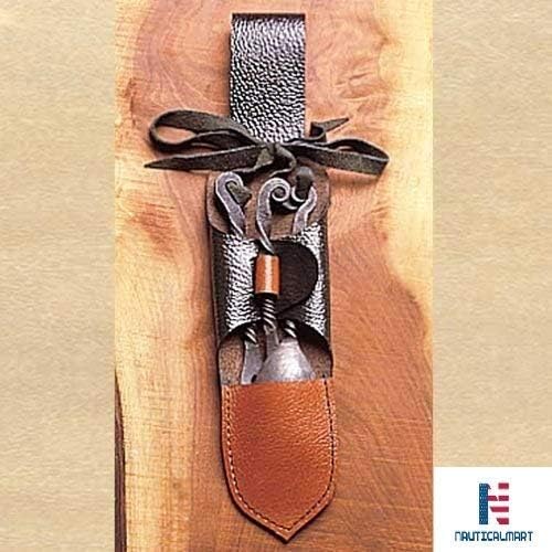 Feasting Utensils w/Pouch - Viking and Medieval Feastware - Set of Iron Eating Utensils Hand Forged Twisted Functional Knife Fork and Spoon Flatware Set