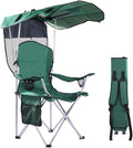 EZONE Folding Canopy Camp Chair for Outdoors Shade Canopy Portable Chair Camping Tailgates Beach Pool Lawn Chair Sunshade Travel Chair Folding Camping Chair (Upgraded - Green)