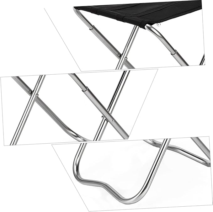 1pc Lightweight Folding Stool for Camping Fishing and Outdoor Activities Portable and Sturdy Alloy Chair Easy to Store and Carry Black