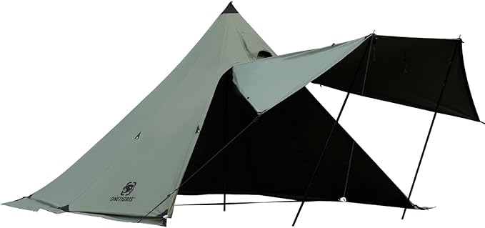OneTigris Northgaze Canvas Hot Tent with Stove Jack Windproof Fire Retardant Durable 4 Season Camping Pyramid Teepee Tent for 2~4 Person