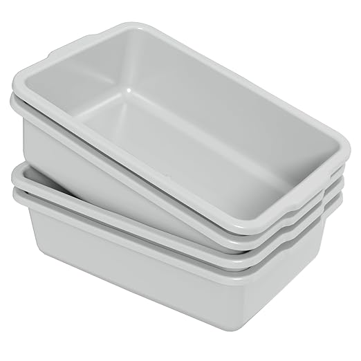 35 L Plastic Commercial Bus Tub Large Bus Tubs Restaurant Light Gray 4 Packs