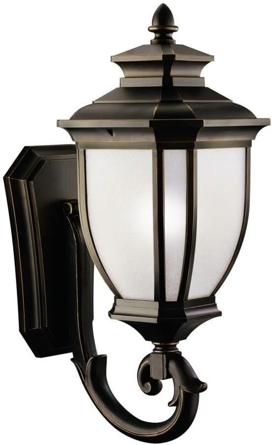Kichler Salisbury 29 1 Light Outdoor Wall Light with White Linen Glass in Rubbed Bronze