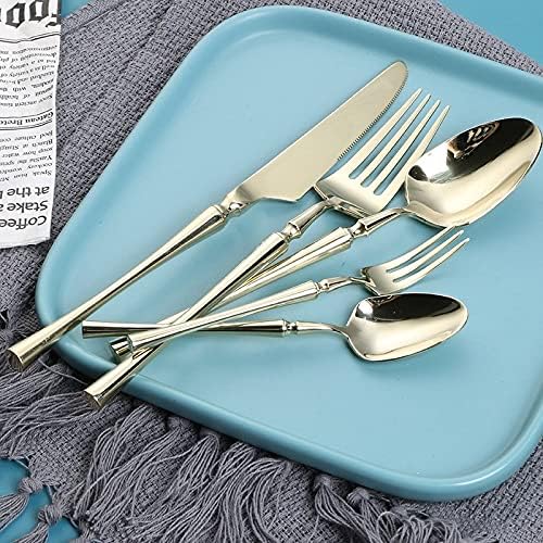 SpoonsSilverware Set 30-Piece Stainless Steel Cutlery Set - Travel Fork and Spoon Elegant Gold Silverware for Dining and Outdoor Use