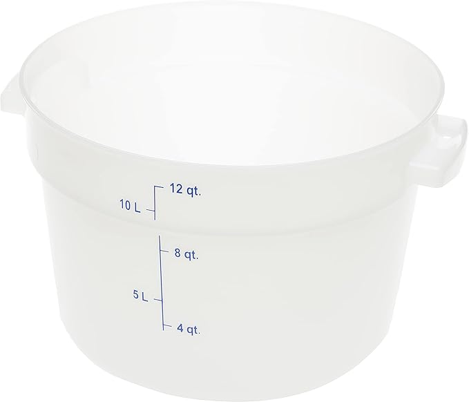 Carlisle FoodService Products Storplus Round Food Storage Container with Stackable Design for Catering Buffets Restaurants Polyethylene (Pe) 12 Quart White