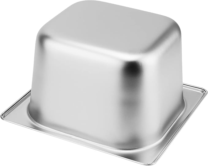 SINJEUN 8 Pack 1/6 Size x 4 Inch Deep Steam Table Pans Stainless Steel Steam Pan Catering Food Pan for Restaurant Hotel Catering Silver