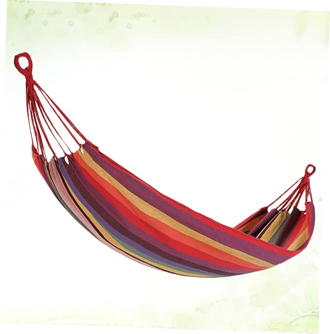 GALPADA Canvas Single Hammock Stripes Lightweight Portable Garden Swing for Outdoor Camping Travel and Relaxation Includes Carry Bag and Rope for Easy Setup