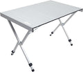PORTAL Folding Outdoor Camping Table with Adjustable Height Aluminum Roll-Up Top and Carry Bag Big Large Portable Tables for Picnic BBQ and Tailgating Silver