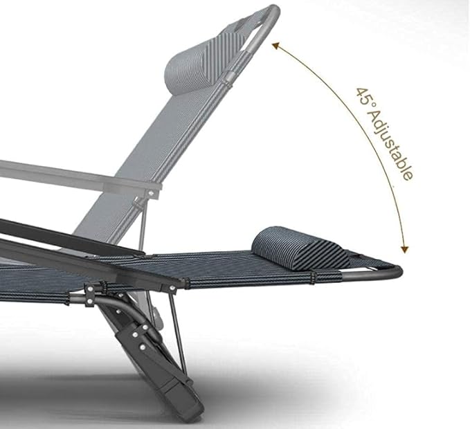 FWZJ Reclining Zero-Gravity Recliner Folding Garden Chair Portable Deck Chair Adjustable Backrest Outdoor Camping Beach-Blue + Thick Green Pad-Teslin Qing (Blue + Thick Black