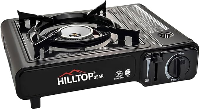 8000 BTU Portable Gas Stove with Carrying Case for Camping Picnics Hiking Fishing BBQ CSA Listed BLACK
