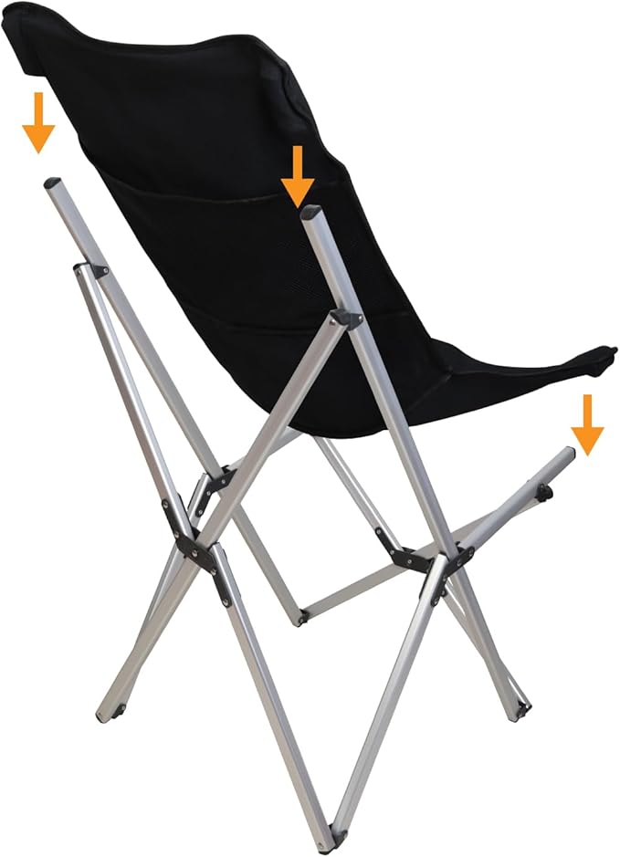 Portable Aluminum Alloy Folding Camping Chair - 275lbs Capacity Lightweight &amp Compact for Outdoor Beach and Travel (Black)