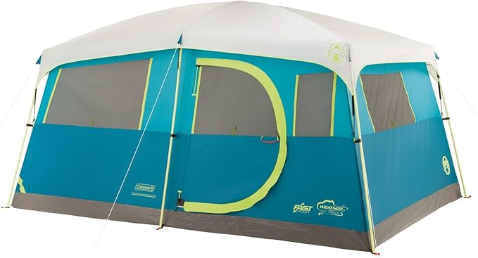 Coleman Tenaya Lake 8-Person Cabin Tent with Built-in Closet Fast-Pitch Tent Sets Up in Under 10 Mins Family Tent with Rainfly &amp Wheeled Carry Bag