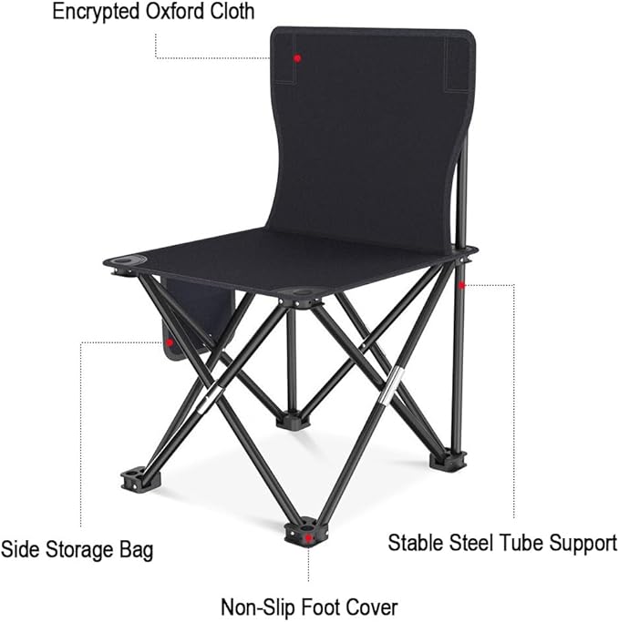 Rayberro Outdoor Lounge Deck Chair Portable Folding Chair Patio Dining Chairs Camping Chair Oxford Cloth Foldable Chairs for Garden Backyard Lawn Black