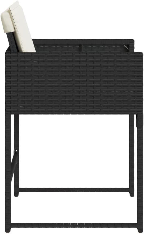 4-Piece Black PE Rattan Patio Chairs with Cream Cushions Outdoor Furniture Set Foldable Backrest Lounge Chairs for Poolside Backyard Deck Garden and Porch