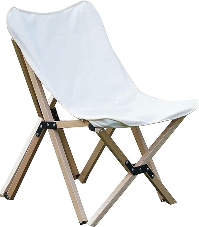 Outdoor Camping Chair Portable Folding Canvas Chair with Beech Wood Frame Lightweight Recliner for Beach Picnic and Hiking