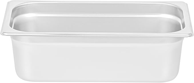Restaurantware Hotel Pan 1 Count 1/3 Size Anti-Jam 4â€ Deep Freezable 24 Gauge Stainless Steel Steam Pan - Lid Sold Separately for Use in Commercial Kitchens Cafeterias and Catering Events