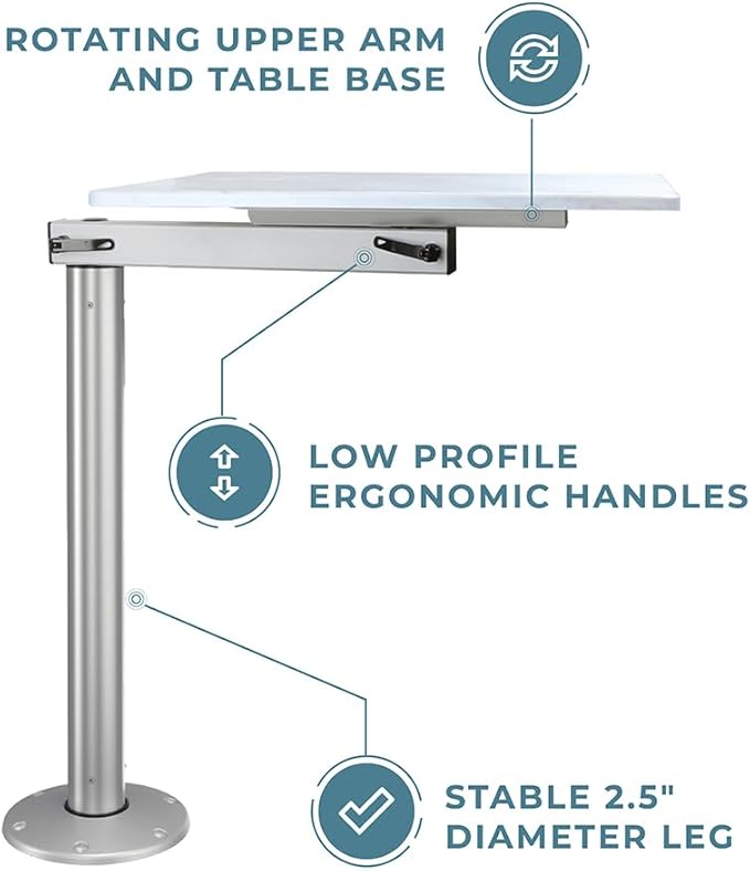 Manufacturers' Select ITC RV Side Table with MOD with Cypress Floor Mount Table Leg System (Light Grey Table Top w/Silver MOD with Cypress Table Leg)