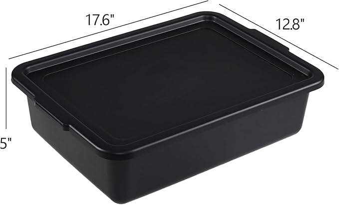 Sandmovie 13 L Plastic Bus Tub with Lids Restaurant Utility Bus Box 3 Pack
