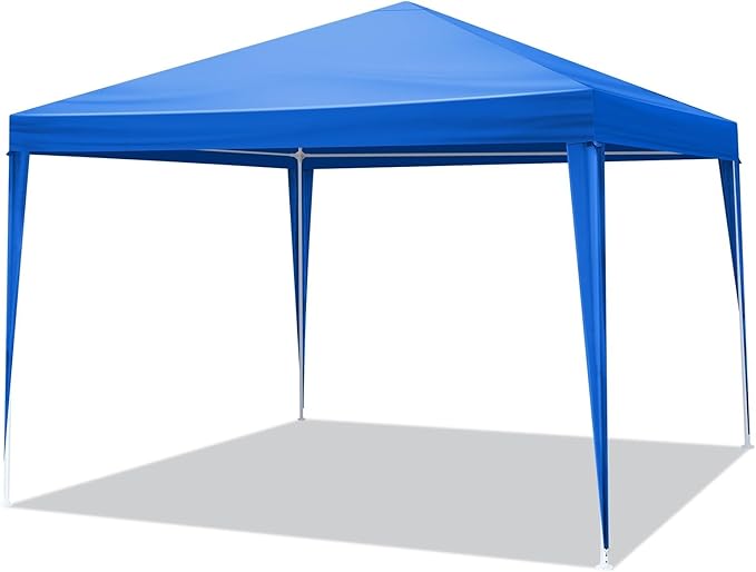 10 * 10ft Blue 4-Sided pergola PE Cloth Spray Coated Iron Pipe Spiral Pipe
