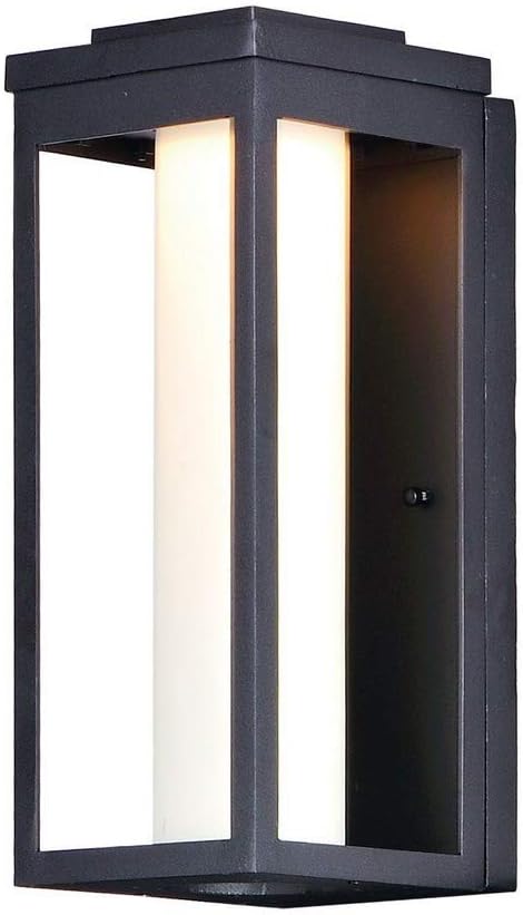 Maxim Salon-12W 1 LED Outdoor Wall Mount-6 Inches Wide by 15 inches high-Black Finish-Satin White Glass Color