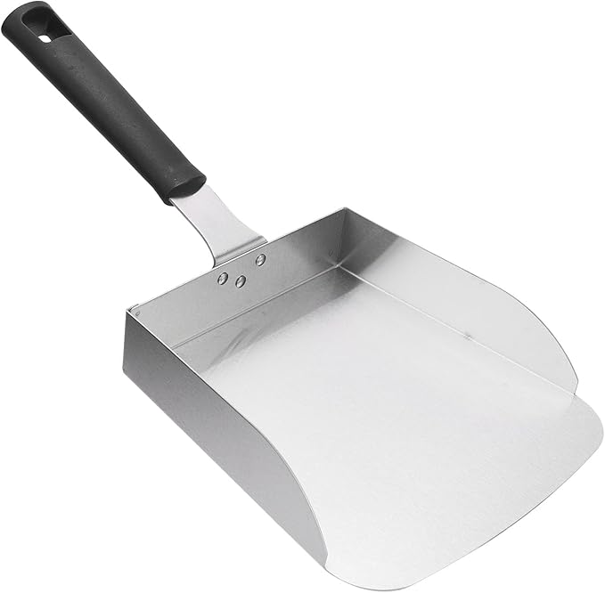 Professional Stainless Steel Griddle Food Mover Large BBQ Grill Food Shovel with Ergonomic Handle Heavy Duty Griddle Scoop for Stir Fry Cooking and Moving Food Perfect for Comme