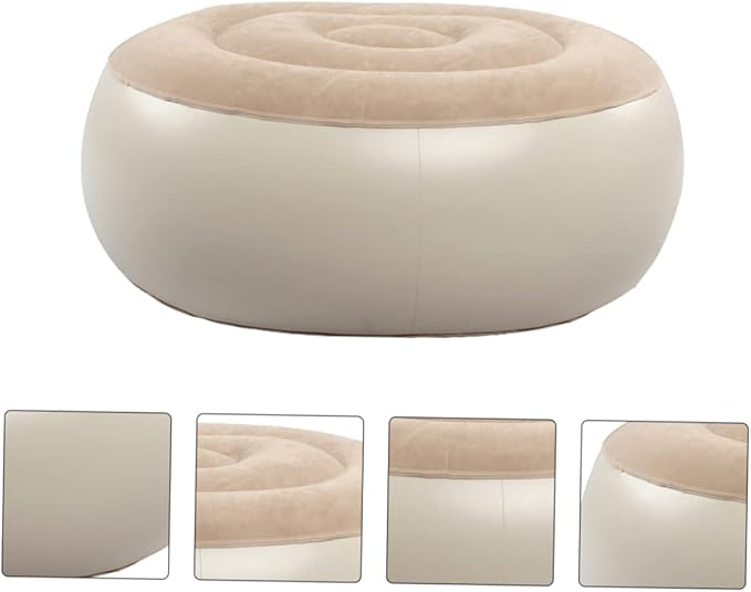 Inflatable Travel Foot Stool Flocking Lazy Stool Quick Inflation for Car Airplane Office Desk