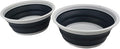 SAMMART 7.5L (1.98 Gallon) Collapsible Tub - Foldable Dish Tub - Portable Washing Basin - Space Saving Plastic Washtub (Grey/Slate Grey (Set of 2))
