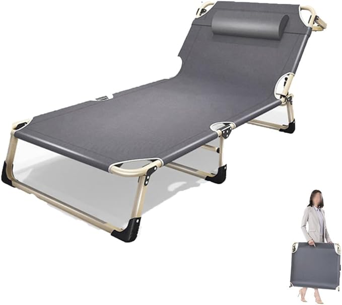 Outdoor Extra Wide Portable Foldable Bed Nap Bed with Mattress Long-Term Lying Without Collapsing Anti-Rollover Suitable for Adults and Children Travel and Camping