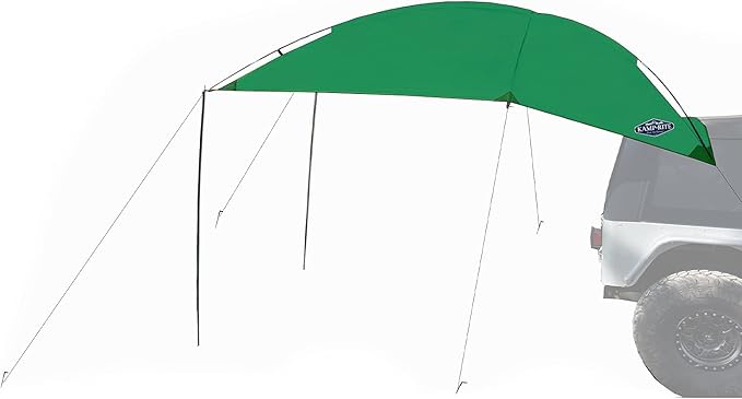 Kamp-Rite KAMPAWN319 SUV Sport Multi Use Outdoor Shade Shelter Tent Camping Awning w/ 3 Poles 2 Legs &amp Carry Bag Jolly Green