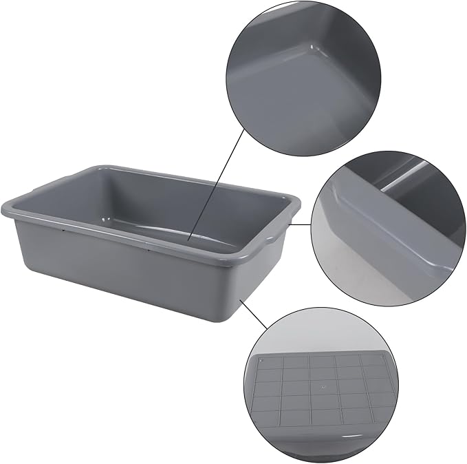 4 Pack 32 L Large Bus Tubs Commercial Bus Tray/Dish Tub/Washing Tubs Grey