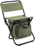 BESPORTBLE 1Pc Folding Fishing Chair with Insulated Cooler Bag Portable Outdoor Camping Chair with Storage and Backrest Durable Lightweight Easy to Carry for Fishing Hiking and Beach Use