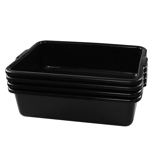 23 Quart Large Commercial Bus Tubs Black Utility Bus Box Set of 4