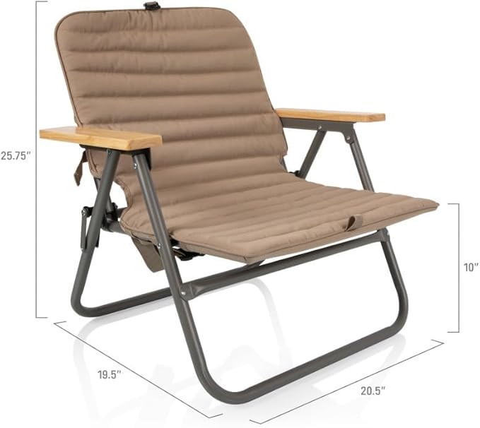 Picnic TIME Descanso Padded Beach Chair Low Camping Chair with Removable Washable Cover Backpack Beach Chair