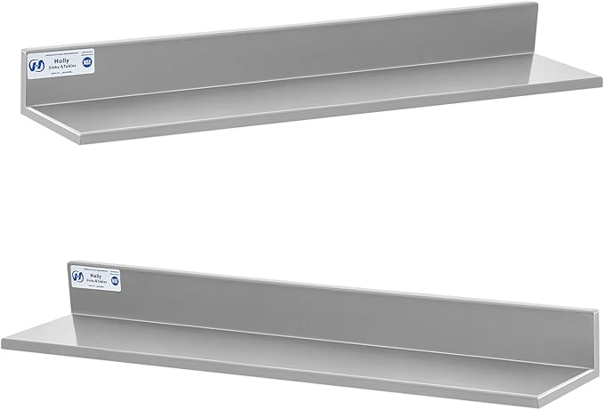 Hally Stainless Steel Wall Shelf 8.6 x 30 Inches 58 lb NSF Commercial Heavy Duty Wall Mount Floating Shelving for Restaurant Kitchen Home Hotel and Bar 2 Pack