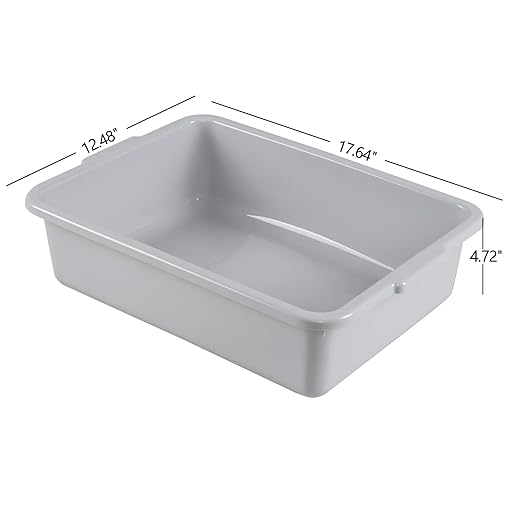 13 Liters Commercial Plastic Bus Boxes Plastic Bus Tubs for Restaurant Gray 4 Packs