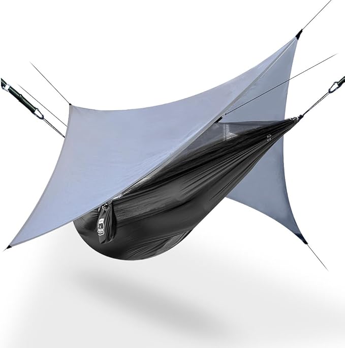 LostValley Camping Hammock Lightweight Portable Backpacking with Rain Fly Bug Net Straps Lines