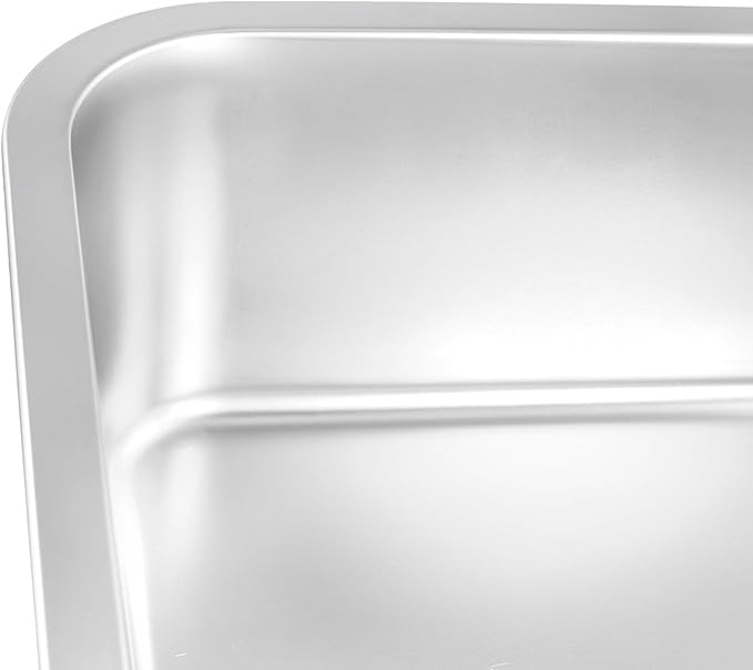 SINJEUN 4 Pack 14.1 x 10.6 x 3.9 Inches Large Rectangular Baking Pans Stainless Steel Deep Baking Pan for Baking Breads Grilling Chicken Vegetables