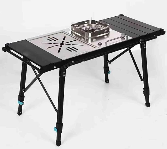 Outdoor Aluminum Alloy Egg Roll Folding Table Camping Picnic Table Mobile Kitchen Table with Storage BagOutdoor Cooking Station