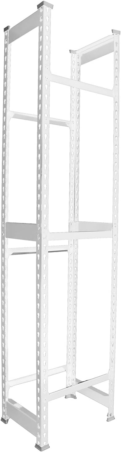 Simon Rack Drinks Crate Rack for 3 Crates 1800 x 400 x 300 mm White Freestanding Metal Shelf for Water Crates Beer Crates or Drinks Crates for Kitchen Garage or Cellar