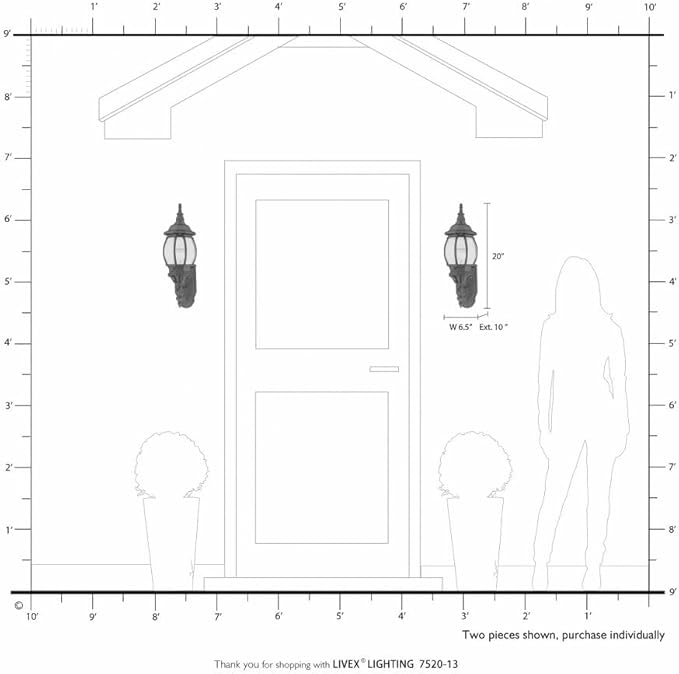 Livex Lighting 7520-13 Frontenac Traditional 1-Light Outdoor Wall Lantern with Clear Beveled Glass Shades 21 x 7 x 21 White
